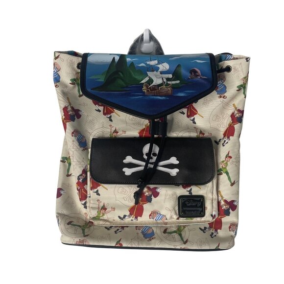 NWT Loungefly Peter Pan Captain Hook Disney Skull‎ Backpack Bag Faux Leather - Picture 4 of 12